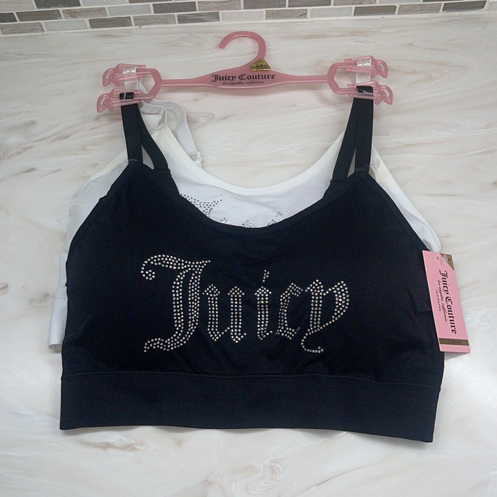 Juicy Couture 2 pack Rhinestoned Juicy Sports Bras SMALL MEDIUM
